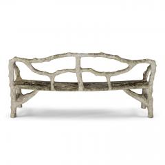 French Vintage Faux Bois Curved Bench - 3992999