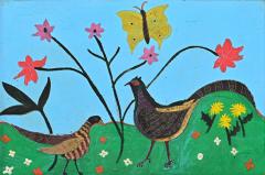 French Vintage Framed Painting of Pheasants - 4426478