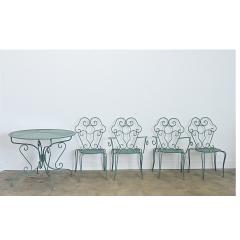 French Vintage Garden Table Set of Four Chairs and Table - 4643059