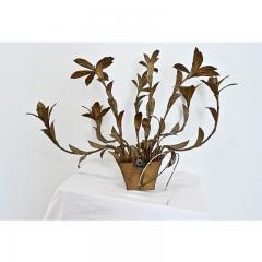 French Vintage Gilded Metal Basket of Flowers Wall Sconce - 4612040