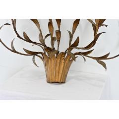 French Vintage Gilded Metal Basket of Flowers Wall Sconce - 4612049