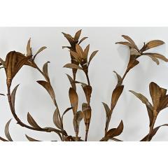 French Vintage Gilded Metal Basket of Flowers Wall Sconce - 4612050