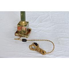 French Vintage Green Onyx Table Lamp with Custom Shade - 4558300