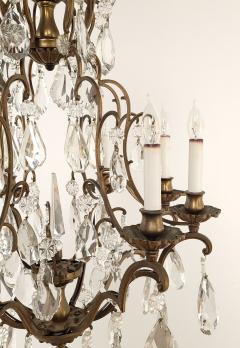 French Vintage Louis XV Style Bronze and Crystal Chandelier - 4093621