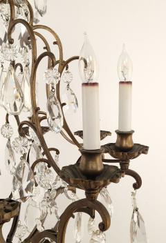 French Vintage Louis XV Style Bronze and Crystal Chandelier - 4093625