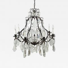 French Vintage Louis XV Style Bronze and Crystal Chandelier - 4097606