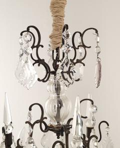 French Vintage Louis XV Style Bronze and Crystal Chandelier - 4095272