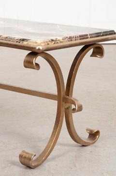 French Vintage Marble and Brass Coffee Cocktail Table - 1518047