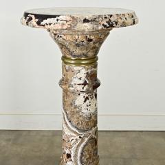 French Vintage Onyx Pedestal with Brass Details - 3954829