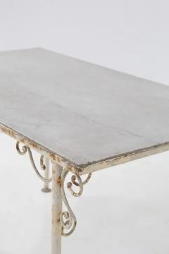 French Vintage Outdoor Iron and Marble Table - 3652704