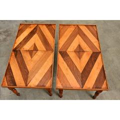 French Vintage Pair of Parquet Coffee Tables - 4688225