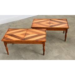 French Vintage Pair of Parquet Coffee Tables - 4688242