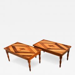 French Vintage Pair of Parquet Coffee Tables - 4705710
