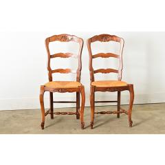 French Vintage Set of 8 Rush Seat Oak Dining Chairs - 4482266