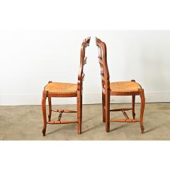 French Vintage Set of 8 Rush Seat Oak Dining Chairs - 4482267