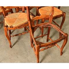 French Vintage Set of 8 Rush Seat Oak Dining Chairs - 4482272