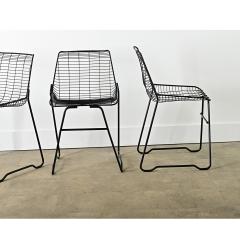 French Vintage Set of Eight Black Wire Chairs - 4223500