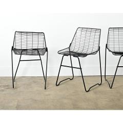 French Vintage Set of Eight Black Wire Chairs - 4223501