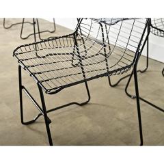 French Vintage Set of Eight Black Wire Chairs - 4223502