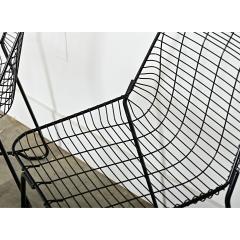 French Vintage Set of Eight Black Wire Chairs - 4223503