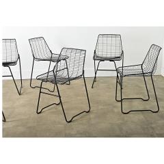 French Vintage Set of Eight Black Wire Chairs - 4223512
