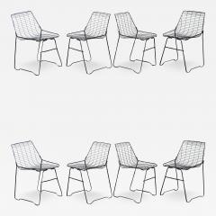 French Vintage Set of Eight Black Wire Chairs - 4248736