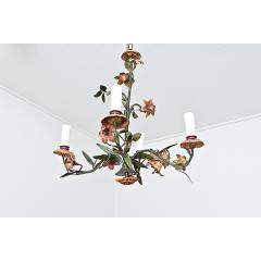 French Vintage T le Painted Floral Chandelier - 4542009