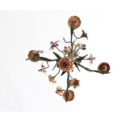 French Vintage T le Painted Floral Chandelier - 4542010