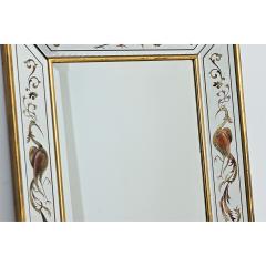 French Vintage Verre glomis Mirror with Phoenix Pattern - 4589768