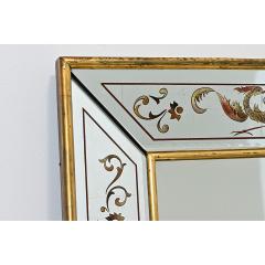 French Vintage Verre glomis Mirror with Phoenix Pattern - 4589779