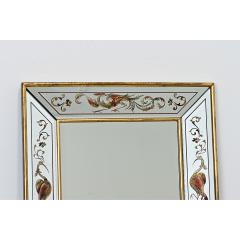 French Vintage Verre glomis Mirror with Phoenix Pattern - 4589781