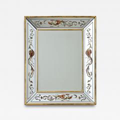 French Vintage Verre glomis Mirror with Phoenix Pattern - 4596057