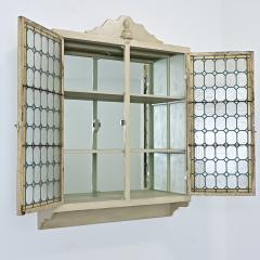 French Wall Cabinet Made with Stained Glass Doors - 4643078