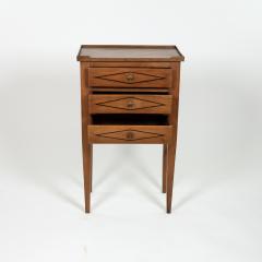 French Walnut Bedside Chest of Drawers with Diamond Inlay Pattern Circa 1850 - 3683007