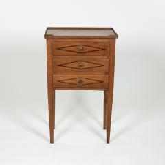 French Walnut Bedside Chest of Drawers with Diamond Inlay Pattern Circa 1850 - 3683009