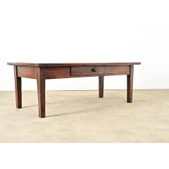 French Walnut Farmhouse Coffee Table with Drawer - 4447498