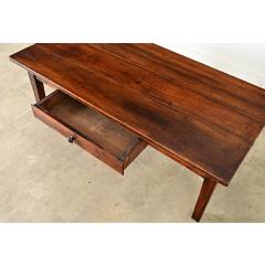 French Walnut Farmhouse Coffee Table with Drawer - 4447515