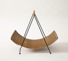 French Wicker Iron Magazine Rack 1950s - 4143866