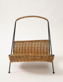 French Wicker Iron Magazine Rack 1950s - 4143870
