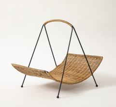 French Wicker Iron Magazine Rack 1950s - 4143873