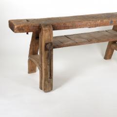 French Wood Worker s Bench with Vise and Lower Shelf Circa 1880 - 3723950