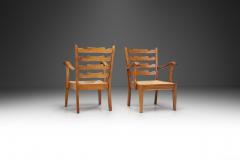 French Wooden Chairs with Seats of Woven Papercord France 1950s - 3458605