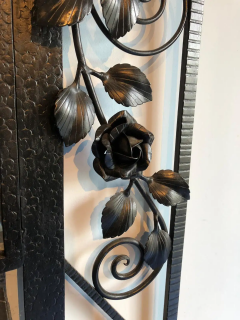 French Wrought Iron Art Deco Coat Hat Hanger with Roses 1930 - 2599632