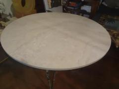 French Wrought Iron Center Table with Travertine Top - 4010972