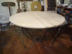 French Wrought Iron Center Table with Travertine Top - 4010976