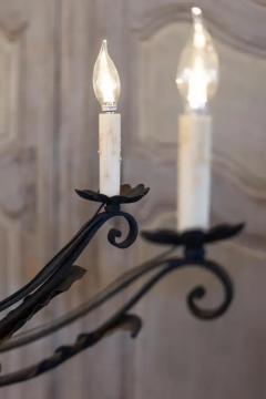French Wrought Iron Eight Light Chandelier with Scrollwork Motifs USA Wired - 3696263