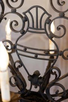 French Wrought Iron Eight Light Chandelier with Scrollwork Motifs USA Wired - 3696268