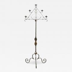 French Wrought Iron Five Light Candelabra with Celadon Lacquer and Gilt Accents - 3546807