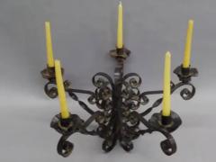 French Wrought Iron Midcentury Candelabra Centerpiece Chandelier - 4105508
