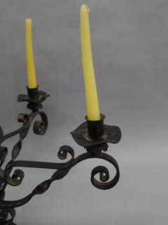 French Wrought Iron Midcentury Candelabra Centerpiece Chandelier - 4105509
